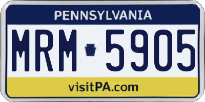 PA license plate MRM5905