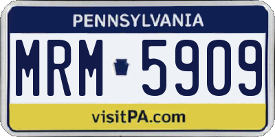 PA license plate MRM5909