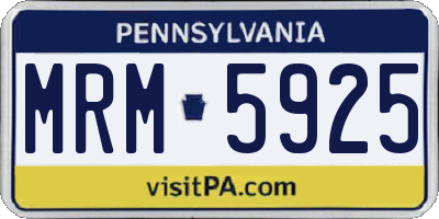 PA license plate MRM5925