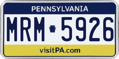 PA license plate MRM5926
