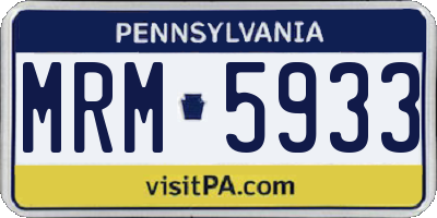 PA license plate MRM5933