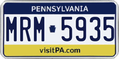 PA license plate MRM5935