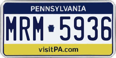 PA license plate MRM5936