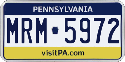 PA license plate MRM5972