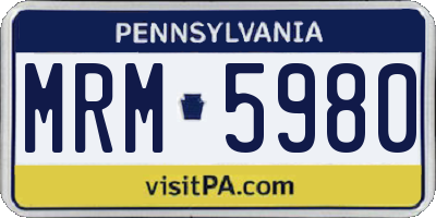 PA license plate MRM5980