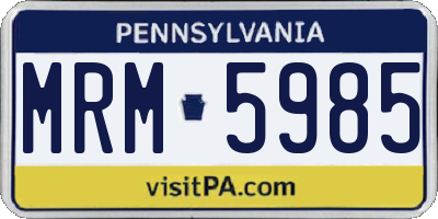 PA license plate MRM5985