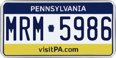 PA license plate MRM5986