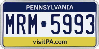 PA license plate MRM5993