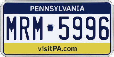 PA license plate MRM5996
