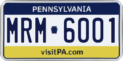 PA license plate MRM6001