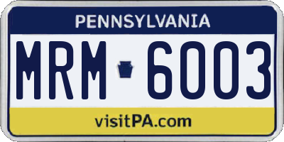 PA license plate MRM6003