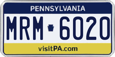 PA license plate MRM6020