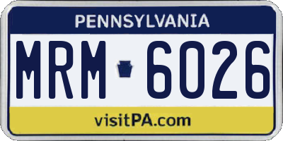 PA license plate MRM6026