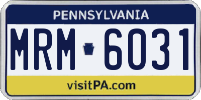 PA license plate MRM6031
