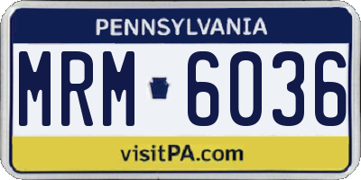 PA license plate MRM6036