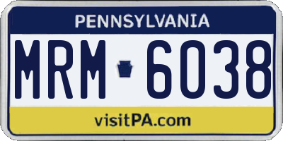 PA license plate MRM6038