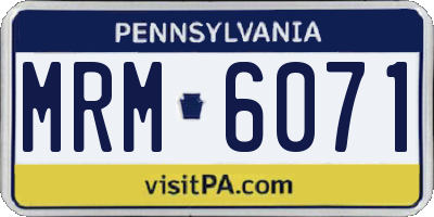 PA license plate MRM6071