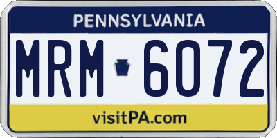 PA license plate MRM6072