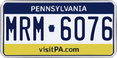 PA license plate MRM6076