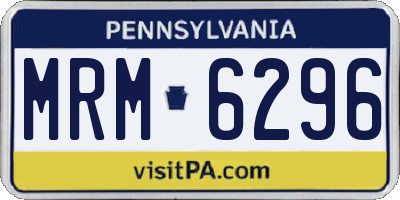 PA license plate MRM6296