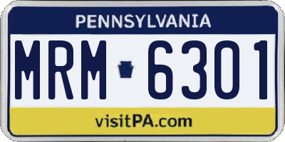 PA license plate MRM6301