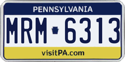 PA license plate MRM6313
