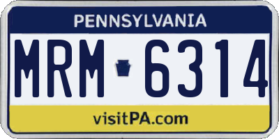 PA license plate MRM6314