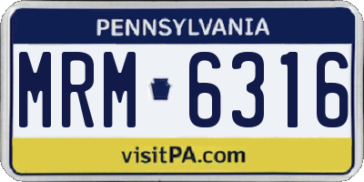 PA license plate MRM6316