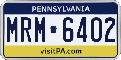 PA license plate MRM6402