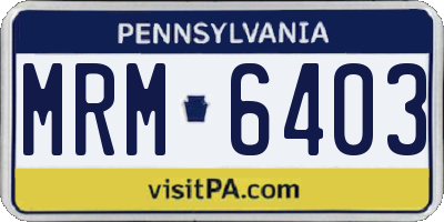 PA license plate MRM6403