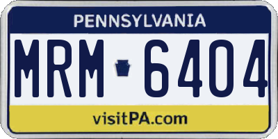 PA license plate MRM6404