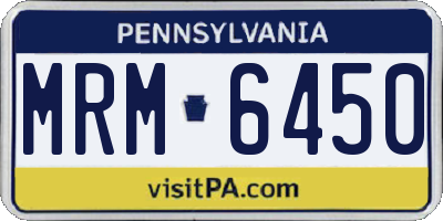 PA license plate MRM6450