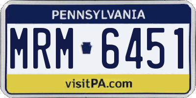PA license plate MRM6451