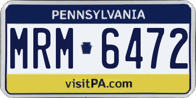 PA license plate MRM6472