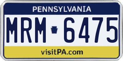 PA license plate MRM6475