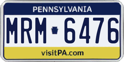 PA license plate MRM6476