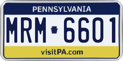 PA license plate MRM6601