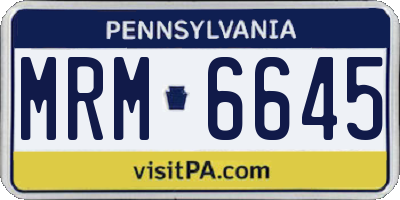 PA license plate MRM6645