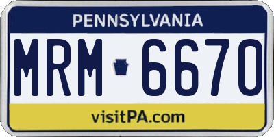 PA license plate MRM6670