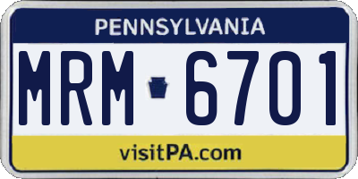 PA license plate MRM6701