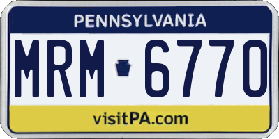 PA license plate MRM6770
