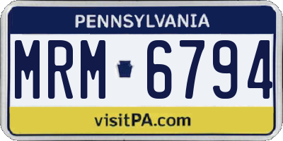 PA license plate MRM6794