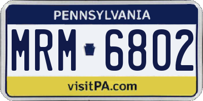 PA license plate MRM6802