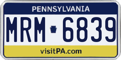PA license plate MRM6839
