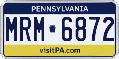 PA license plate MRM6872