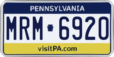 PA license plate MRM6920