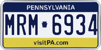 PA license plate MRM6934