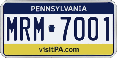 PA license plate MRM7001