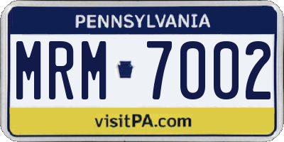 PA license plate MRM7002