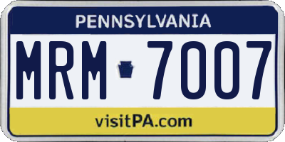 PA license plate MRM7007